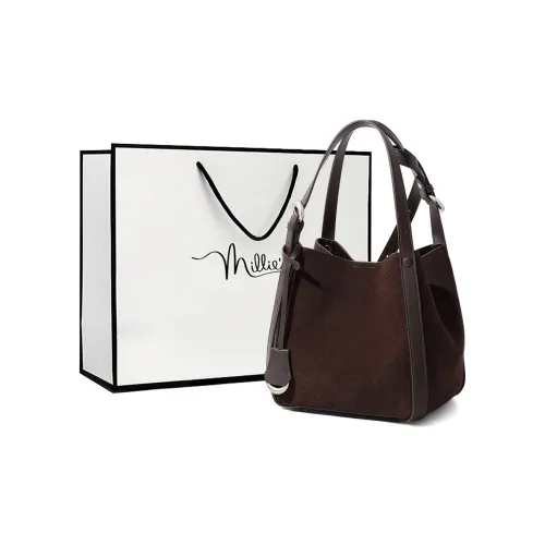 MILLIE'S Корова Кожа Ведрообразная Сумка Сумка через плечо Сумка Обычная Женская Кофейная