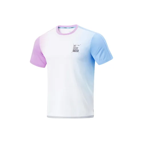 Лайнер Running Collection T-Shirt Мужской Стандартный Белый Флуоресцентный Небесный Синий Розовый Фиолетовый Full Подкладочная ткань С принтом
