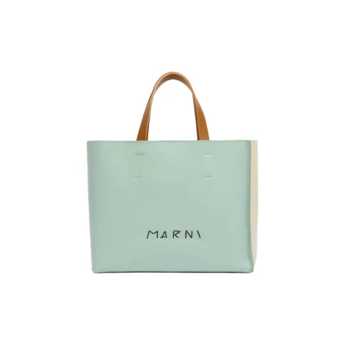 MARNI Museo Телячья кожа Тоут Сумка Сумка для покупок Сумка на плечо Сумка Женская Зеленая Кремовая Коричневая