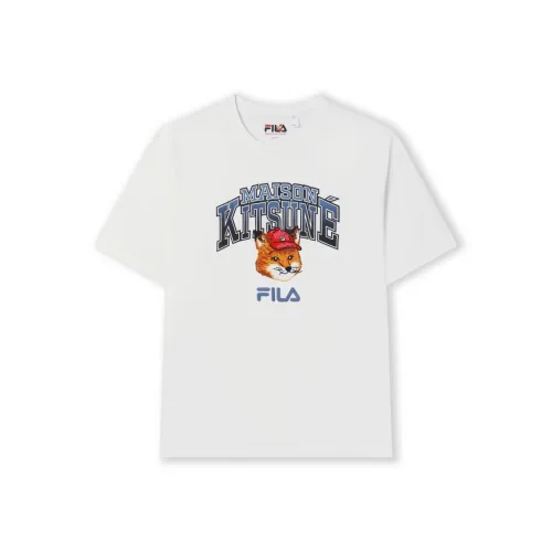 FILA X MAISON KITSUNE Little Fox T Рубашка Унисекс Облачный Белый