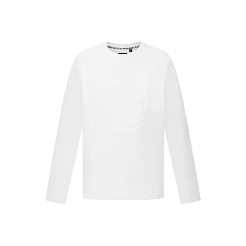 RARE Круглый вырез Длинный рукав Т-рубашка Мужская Белая