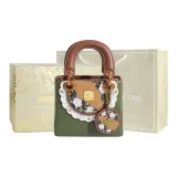 Крестообразная текстура, зеленый цвет (позолоченная коробка)