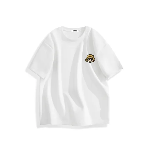 ONE PIECE Students Suede Short Sleeved T-Shirt Men's Solid Color Basic ONE PIECE Студенты Замша Короткий Рукав Т-Рубашка Мужская Однотонная Базовая