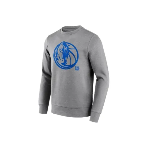 NBA Dallas Mavericks Fanatics Буква Узорный с принтом Круглый вырез Длинный рукав Т-рубашка Мужская Серый