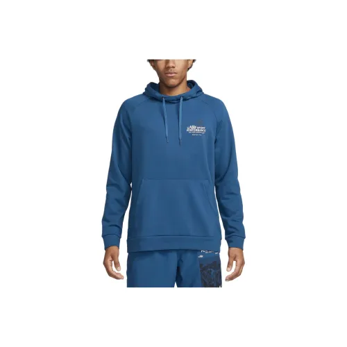 nike Dri Fit С капюшоном Фитнес Пуловер Толстовка Мужской Синий