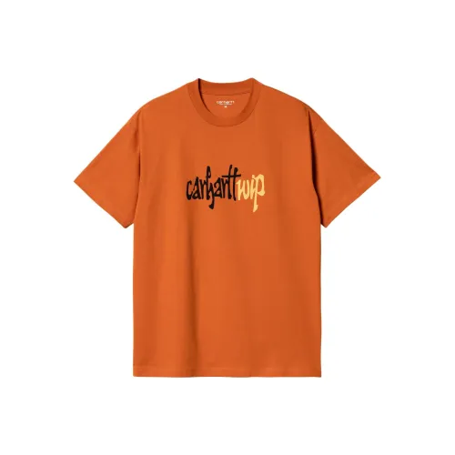 Carhartt WIP FW24 S S Щетка T Рубашка T Рубашка Мужская Имбирно-желтая