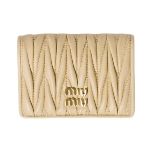 MIU MIU Matelassé Овечья шкура Держатель для карт Женские Соевый цвет