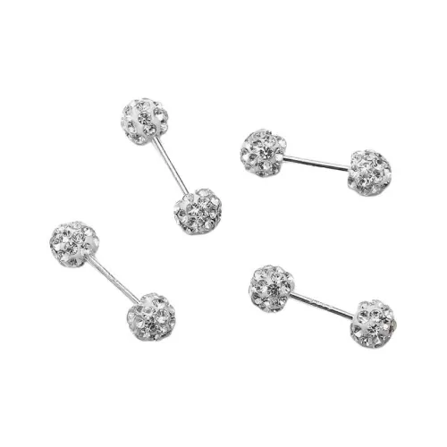 B Z Полностью уложенный ромб шар Двойная головка Нормкор стиль Элегантность Яркий Сплав Серьги-гвоздики Женские