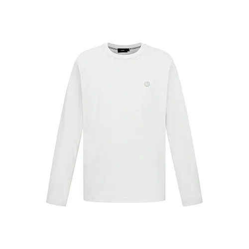 RARE Круглый вырез Длинный рукав Т-рубашка Мужская Белая