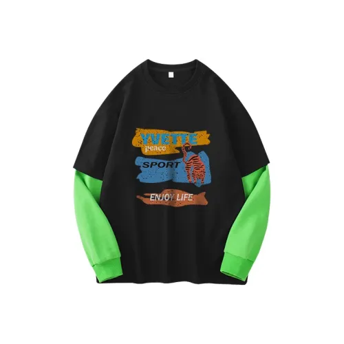 Yvette Круглый вырез Свободный крой Mock Двухкомпонентный свитшот Унисекс