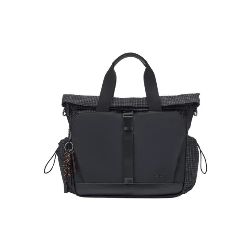 SAMSONITE Ткань с кожаными вставками портфель сумка мужская черная