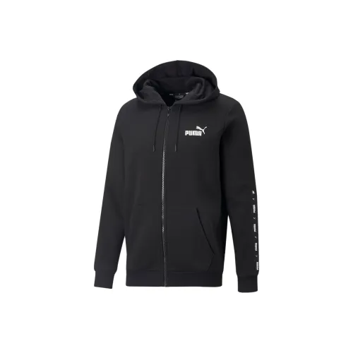 PUMA Sweat à capuche zippé ESSENTIALS+ TAPE Homme Hoodie Men's Black