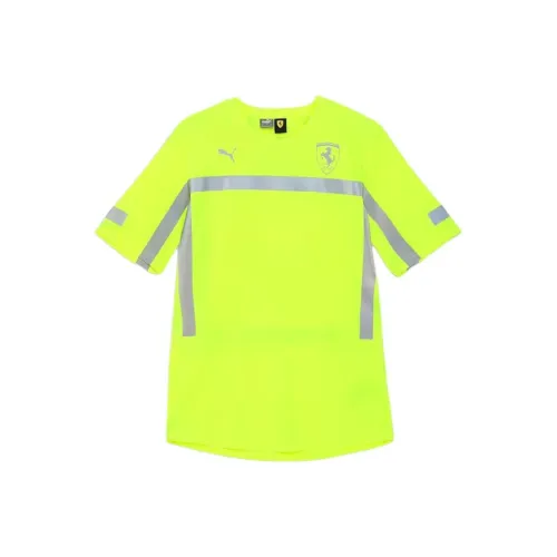PUMA Ferrari Коллаборация SS24 Replica Команда Setup T Рубашка Мужская Зеленая Серебряная