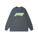 Тёмно-серый с зелёным принтом.