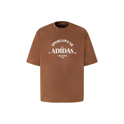 Adidas T-Shirt Мужской Коричневый Нефритовый Белый