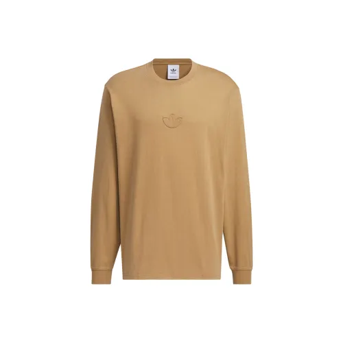 Adidas Originals SS24 WASHED LONG SLEEVE TOP T Рубашка Мужская Песочно-коричневая