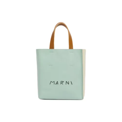 MARNI Museo Телячья кожа Тоут Сумка Сумка для покупок Сумка на плечо Сумка мини Женская Зеленая Кремовая Коричневая