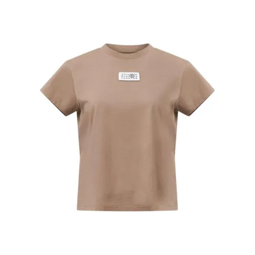 MM6 Maison Margiela совместный бренд SS25 T-рубашка унисекс светлый коричневый