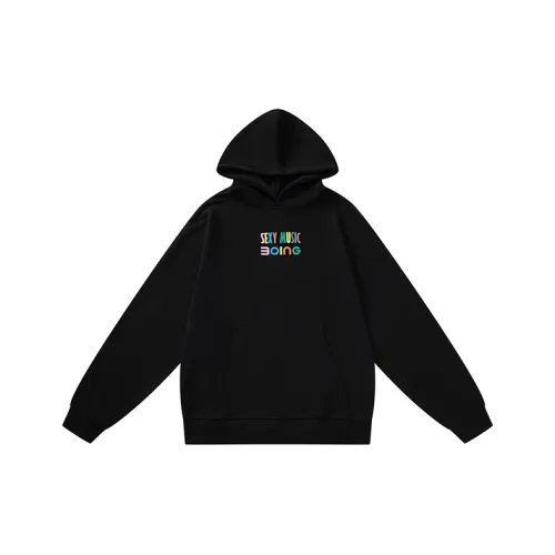 3 OING x Sexy Music С капюшоном Свободный крой Стандартный Свитшот Зимний Унисекс Черный