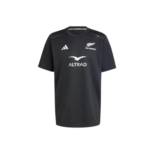 Adidas ALL BLACKS Регби AEROREADY Короткий рукав Джерси T Рубашка Мужской Чисто черный