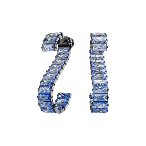 Swarovski Рутениевое покрытие Серьги с цирконием Унисекс Синий