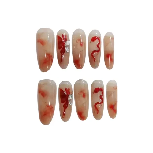 Gentle Welcome Бабочка And Знак Змеи False Nail Точка Тип Красный Jump Цвет Новый китайский стиль