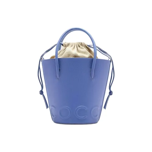 COCCINELLE Сумка-ведро из крупнозернистой текстуры коровьей кожи одно плечо среднего размера женская синяя
