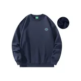 Темно-синий синий флисовый свитшот с круглым вырезом