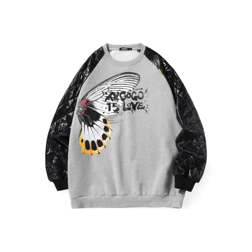 XXGOGO Круглый вырез Свободный крой Толстовка Унисекс