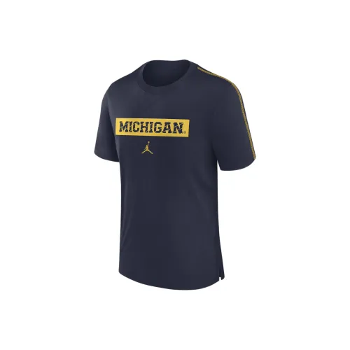 Jordan Michigan Wolverines Sideline Игрок Dri Fit T-Рубашка Мужская Морской Синий