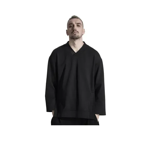 NORVINCY Китайский модный тренд Без капюшона Пуловер с V-образным вырезом Толстовка Унисекс