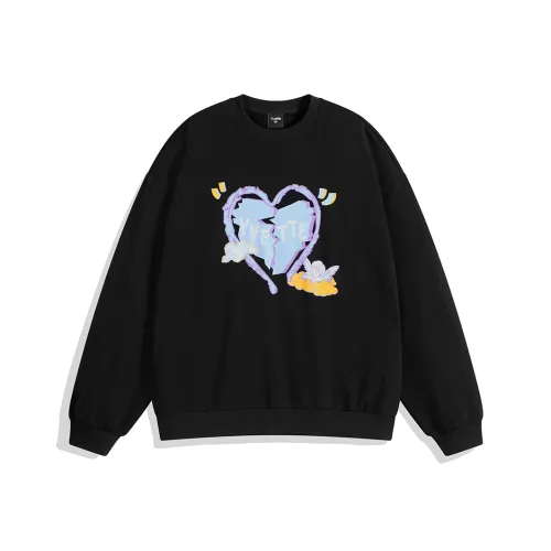 Yvette Круглый вырез Свободный крой Стандартный Свитшот Унисекс Черный