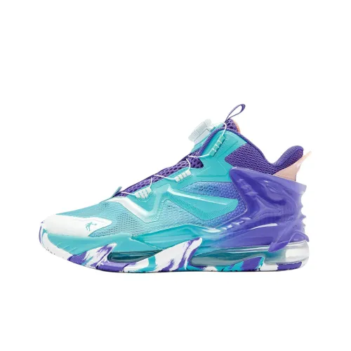 QIAODAN Детские баскетбольные кроссовки MID Топ QIMENG Синий / Morning Светящийся Фиолетовый Унисекс