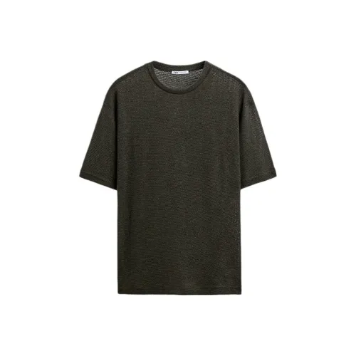 ZARA Темно-коричневые мужские футболки T