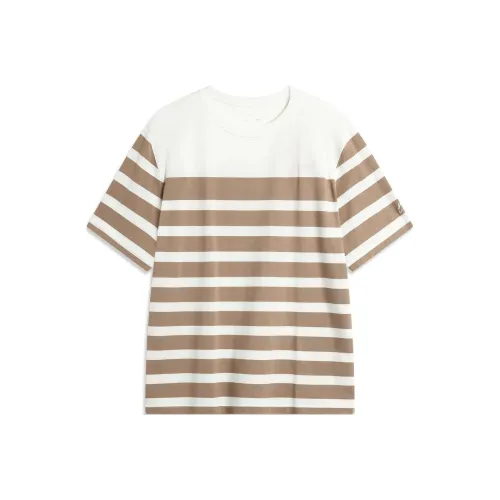 LINING Sports Trend Series T-Shirt Мужская Айвори Какао Коричневый Полосы
