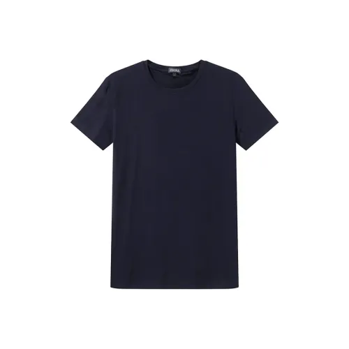 Ermenegildo Zegna Темно-синие мужские футболки T