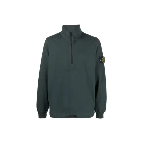 STONE ISLAND Оливково-зеленый Мужские Свитшоты