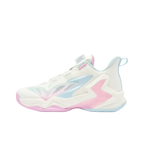 QIAODAN Slip-resistant Abrasion-resistant Low Top Детские Баскетбольные Кроссовки Белый Синий