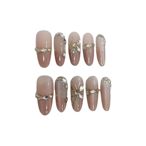 Gentle Welcome Dreamy Butterfly Cat Eye False Nail Oval Shimmer Nude