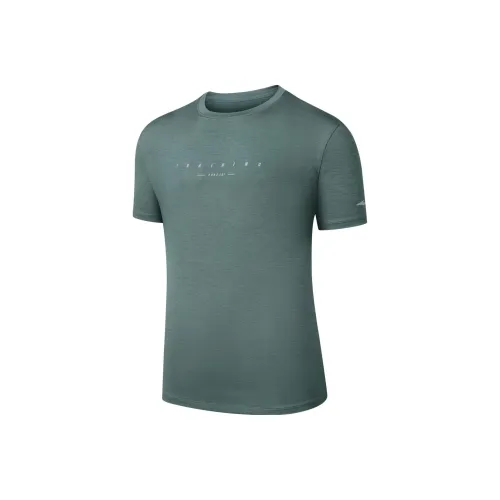 Erke ZONGXUNXILIE Бег T Рубашка Мужская Одинарная Окрашенная Каменно-синий