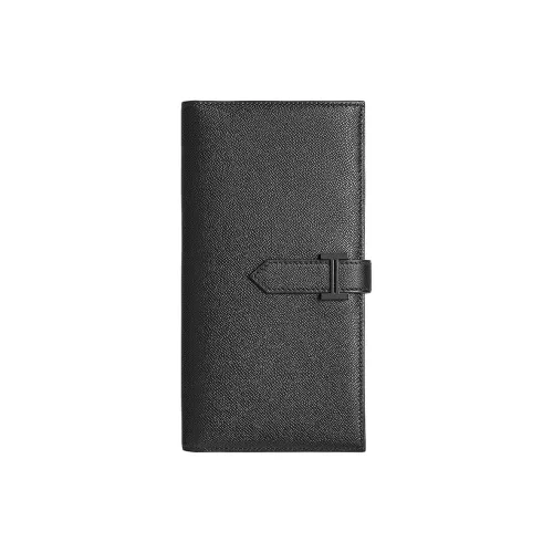 HERMES Bearn Madame Телячья кожа Кошелек Женские 89 Черный