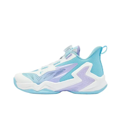 QIAODAN Slip-resistant Abrasion-resistant Low Top Детские баскетбольные кроссовки Синие Белые Подростковые