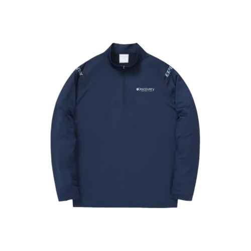 Discovery EXPEDITION Мужская Прохладная ZIP UP Длинный рукав Т-Рубашка Темно-синий Синий T-Рубашка Мужская Морской синий