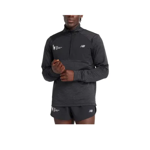 New Balance NYC Marathon AthleticsHeat Сетчатая рубашка мужская черная