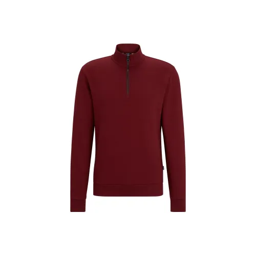 Hugo Boss Zip Шея Толстовка из мерсеризованного хлопка жаккард мужская красная