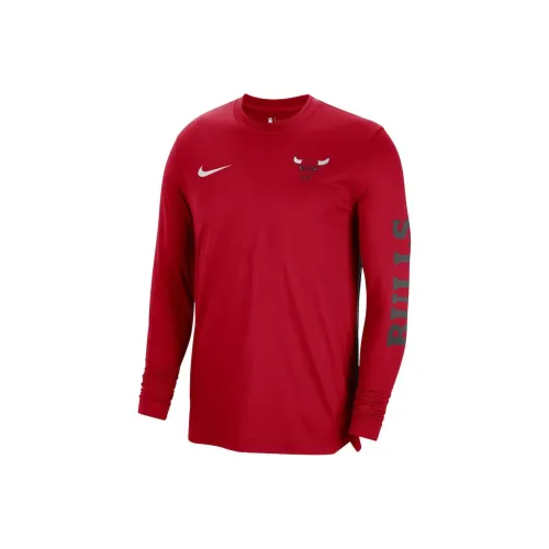 NBA Chicago Bulls Nike Длинный рукав Предматчевая футболка Мужская Красная
