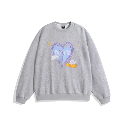 Yvette Круглый вырез Свободный крой Толстовка Унисекс Фотиния Серый