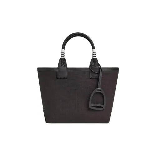 HERMES Steeple Военный стиль Ткань с Swift Телячья кожа Сумка Женские Эбеновый Черный