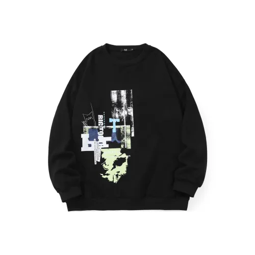 BT Круглый вырез Свободный крой Стандартный Свитшот Унисекс Черный