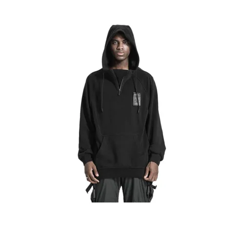 NORVINCY Верхняя одежда Модный бренд Половина Открытое Ожерелье-чокер Loose Толстовка Унисекс Черный